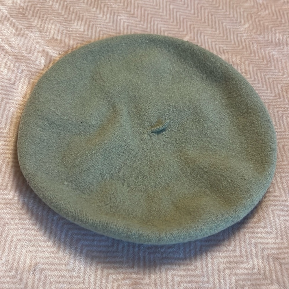 Vintage Wool handmade sage green beret